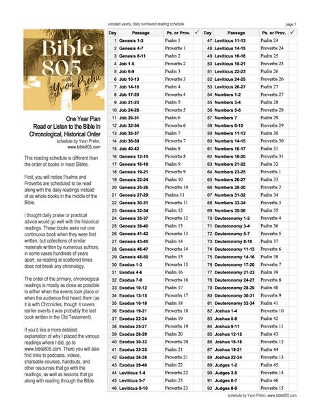 Schedule For Reading Through The Bible In Chronological Order Download