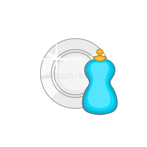 Bottle Of Dish Soap And Clean Dish Icon Stock Vector Illustration Of