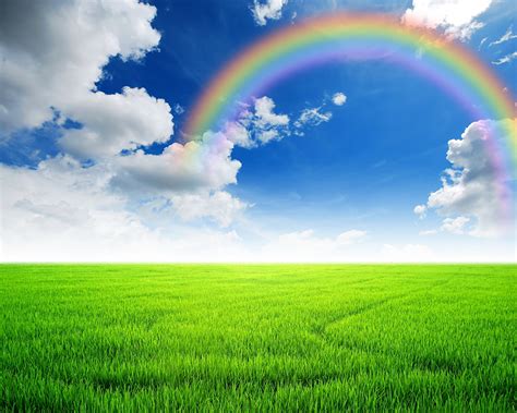 Images Nature Rainbow Sky Fields Scenery Clouds