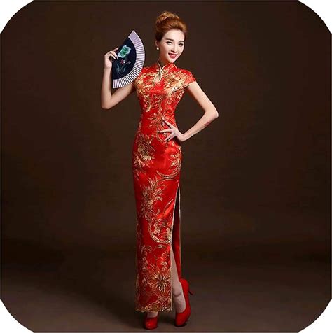 Qipao 4 Farbige Lace Wedding Bride Long Cheongsam Chinese Traditional Dress Slim Retro Qi Pao