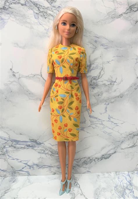 Yellow Dress With Red Belt For Barbie Fashionistas With Etsy Yellow