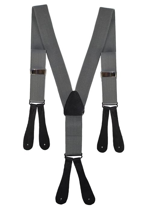 Mens Button Hole Classic Solid Elastic Suspenders Y Shape Adjustable