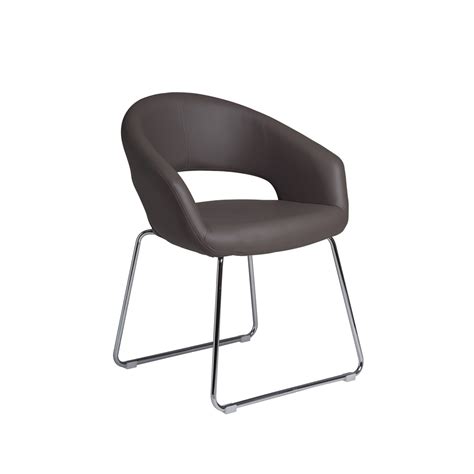 Contemporary Nutshell Taupe Dining Chair with Chrome Legs | Retail