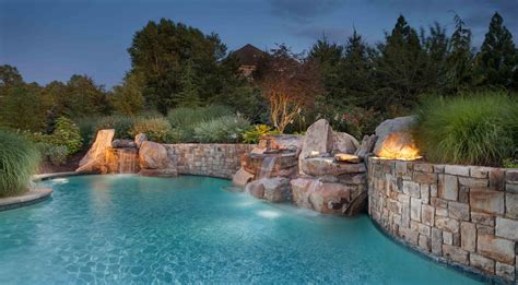 Landscape Design For Swimming Pool And Waterfalls In Potomac Maryland