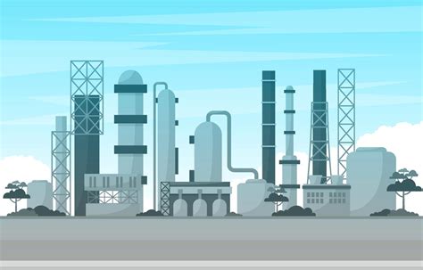 Industrial Factory Buildings Flat Illustration 2034830 Vector Art At