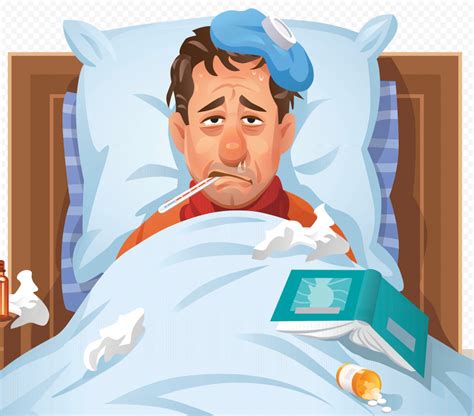 Sick Man In Bed Cartoon