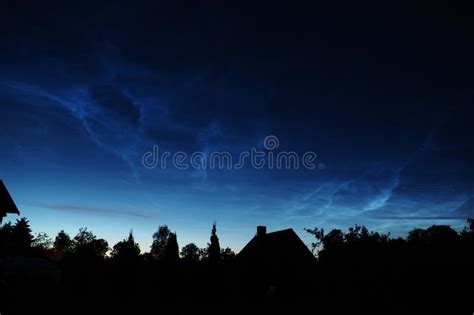 Shining Noctilucent Clouds On Night Sky Stock Photo Image Of Full