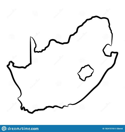 Africa Map From The Contour Black Brush Lines Different Thickness On