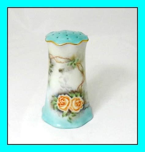 Hat Pin Holder Vintage Porcelain Hand Painted Floral Signed By Grace