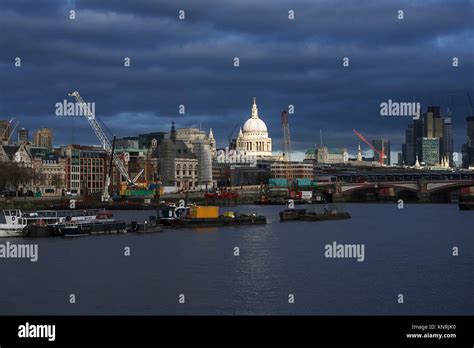 London Skyline Day St Pauls Cathedral And River Thames City Of London