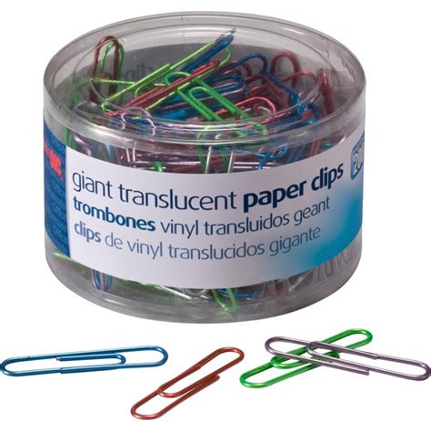 Oic Oic97212 Translucent Vinyl Paper Clips 200 Pack Bluered