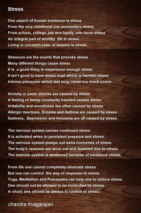 Stress Stress Poem By Chandra Thiagarajan