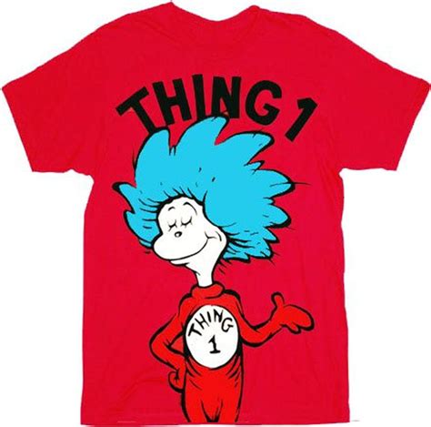 Mighty Fine Dr Seuss Thing 1 Adult Red T Shirt