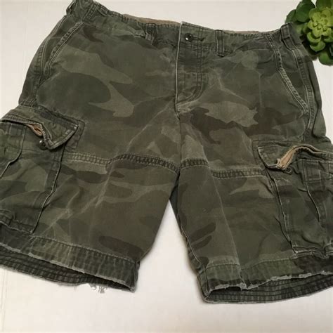 Abercrombie And Fitch Mens Distressed Camouflage Cargo Shorts Size 30 Button Fly Abercrombiefitch