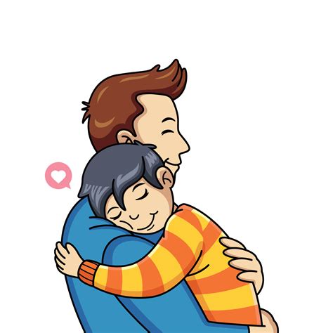 Child Cartoon Hugs His Father With Love 24053541 Vector Art At Vecteezy