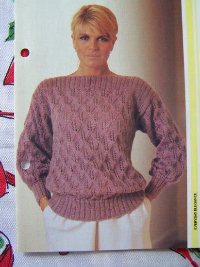 80s Ladys Candle Motif Mohair Pullover Vintage Sweater Knitting Pattern