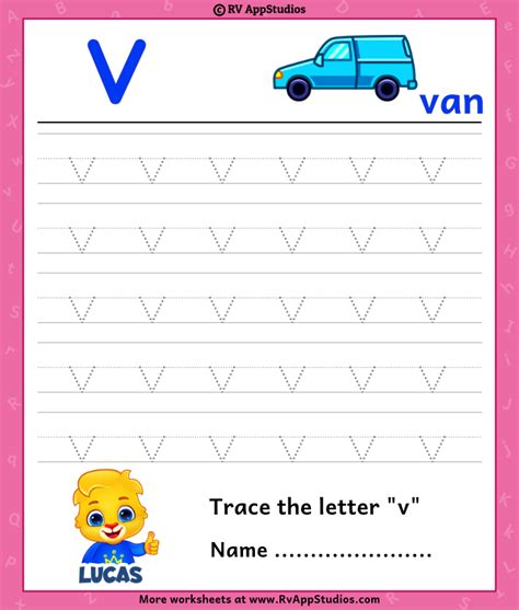 Trace Lowercase Letter V Worksheet For Free