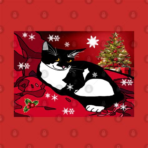 Cute Tuxedo Cat Wishing Merry Christmas Or Merry Catmas Collage