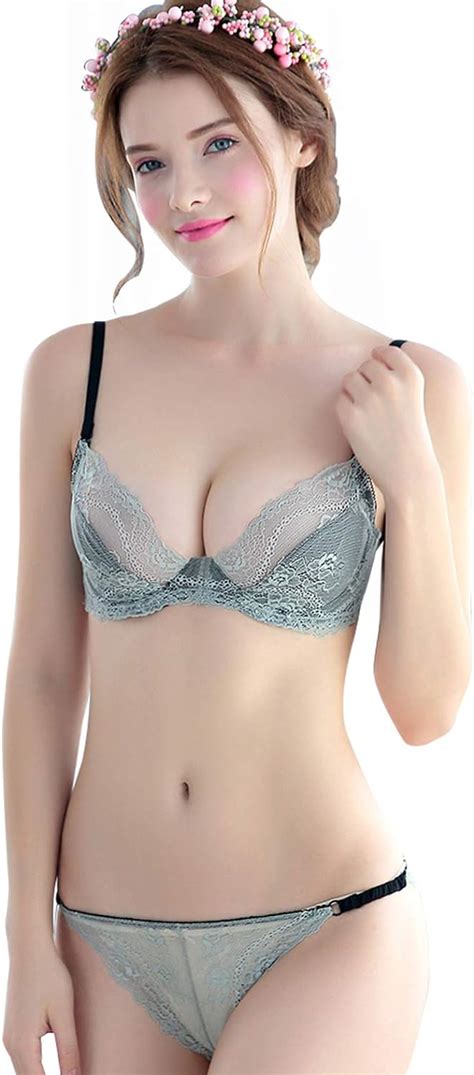 Feoya Womens Bra Set With Underwired Push Up Lingerie Ultra Thin