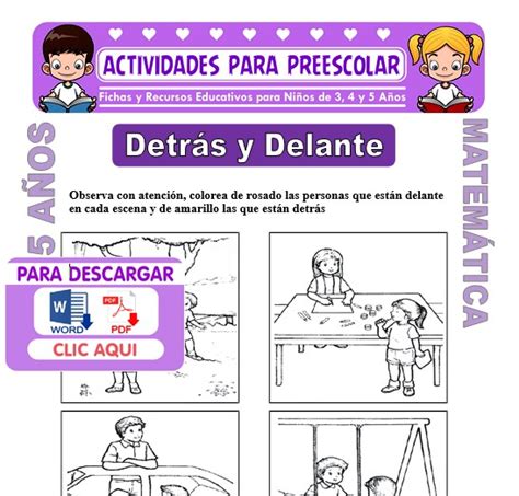 Detrás Y Delante Para Niños De 5 Años Actividades Para Preescolar 2023