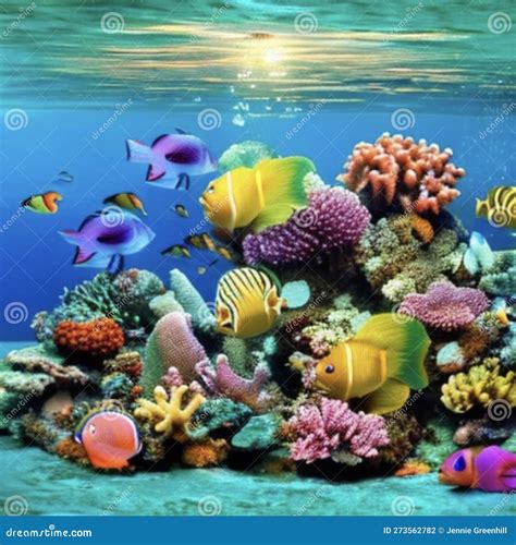 Tranquil Underwater Scene With A Coral Reef Stock Illustration