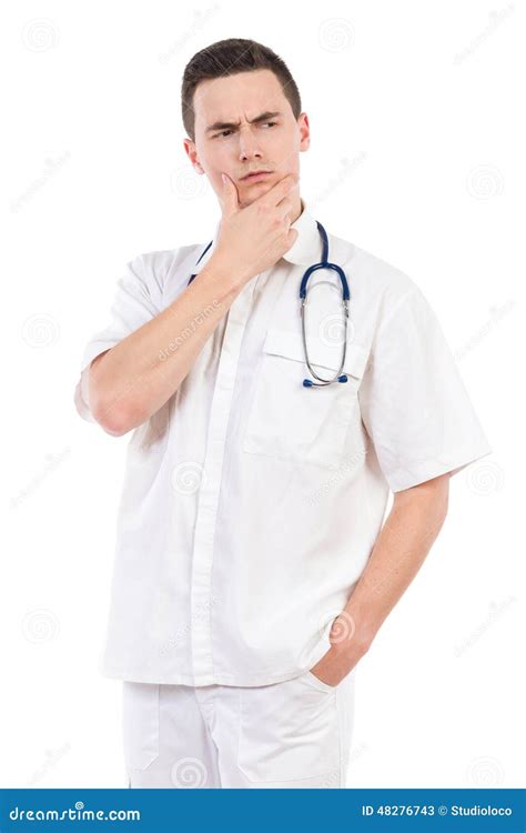 Thinking Young Male Doctor Stock Image Image Of Professional 48276743