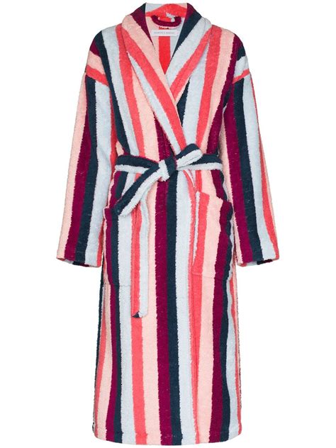 Multicolour Cotton Blend Medina Vertical Stripe Towel Robe From Desmond