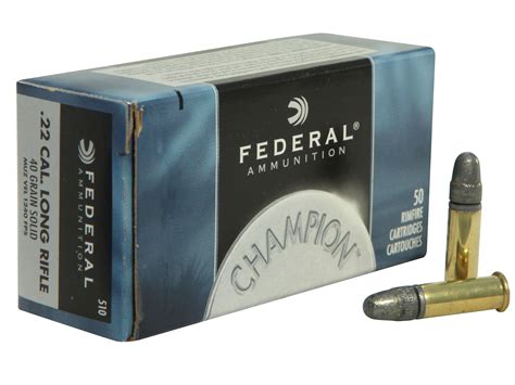 Federal Champion Ammo 22 Long Rifle High Velocity 40 Grain Lead Round