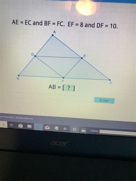 Solved 10 Ae Ec And Bf Fc Ef 8 And Df A Ab Enter