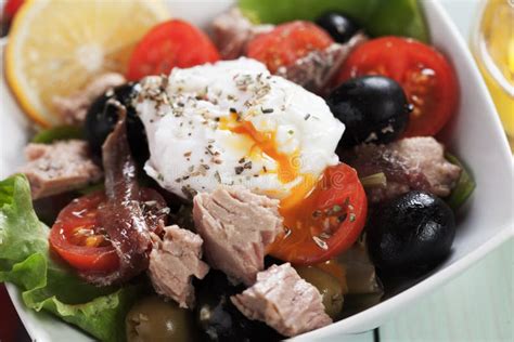 Salad Nicoise With Eggs And Tuna Stock Photo Image Of Bolied Anchovy