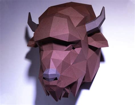 Bison Head Paper Craft Digital Template Origami Pdf Download Diy