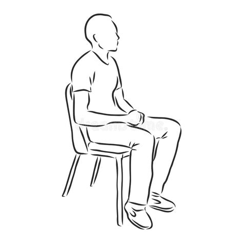 Man Sitting On A Chair Vector Sketch Illustration Stock Vector