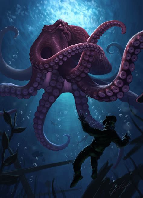 Octopus Of The Deep By Gallardose On Deviantart Ocean Creatures Art