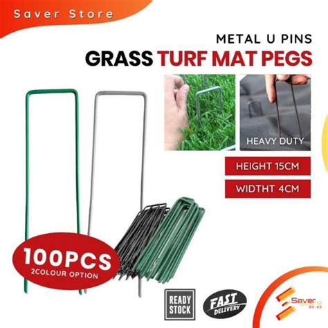 Pcs Metal U Pins Nail Paku Rumput Galvanised Artificial Grass Turf Mat Pegs Staples Garden