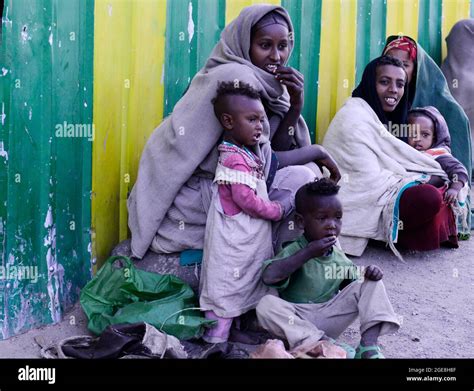 Beggars Sitting Outside The Bole Medhanialem Church In Addis Ababa