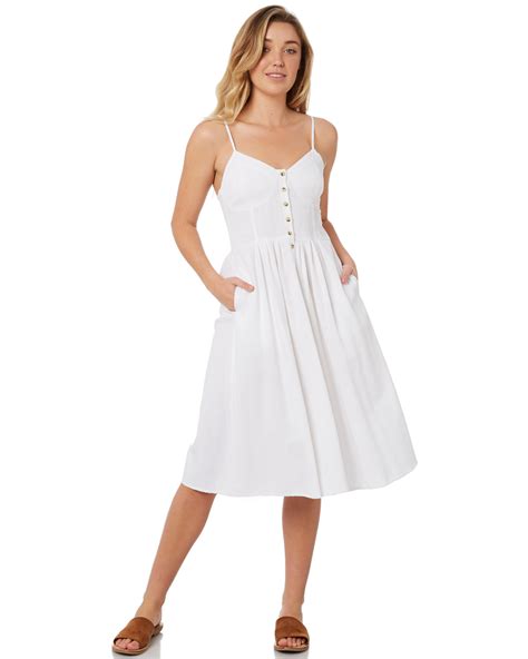 Rollas Womens Eve Linen Dress - White | SurfStitch