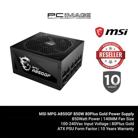 Msi Mpg A850gf 850w 80plus Gold Power Supply Pc Image