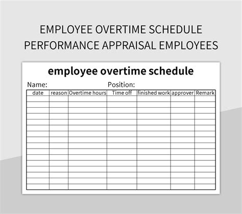 Employee Overtime Schedule Performance Appraisal Employees Excel
