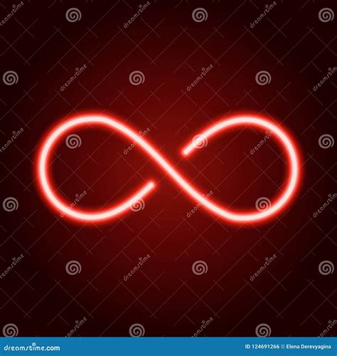 Infinity Sign From Glowing Red Neon Line Vector Illustration Stock