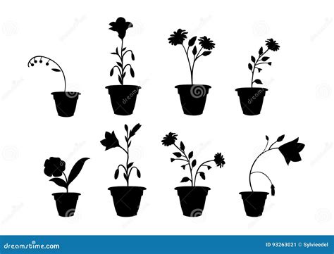 Shadows Flower Pots Stock Vector Illustration Of Decoration 93263021