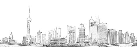 Stock Pictures Shanghai Skyscraper Sketches And Silhouette