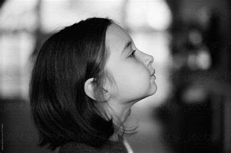 Black And White Profile Portrait Of A Young Girl By Stocksy Contributor Jakob Lagerstedt