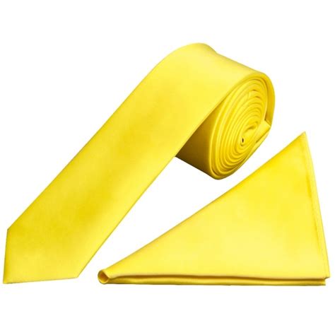 Sunshine Yellow Satin Tie And Handkerchief