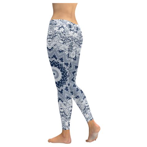 white blue lace kaleidoscope low rise leggings invisible stitch model l05 id d1770702
