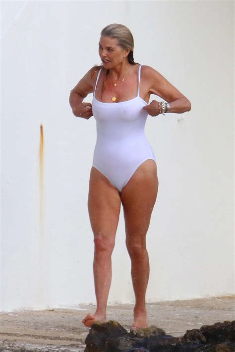 Christie Brinkley In White Swimsuit 2018 07 Gotceleb