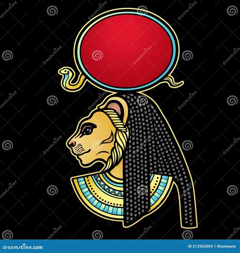 animation color portrait egyptian goddess isis holds symbols of power a cross and a staff