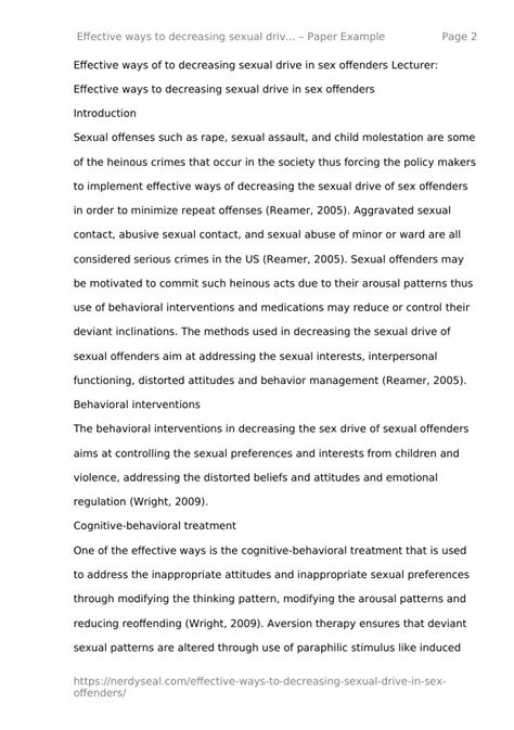 Effective Ways To Decreasing Sexual Drive In Sex Offenders 541 Words Nerdyseal