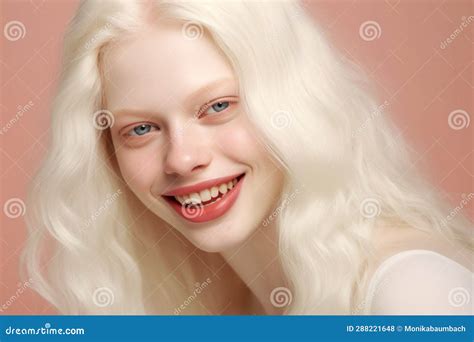 Portrait Of Woman With White Hair And White Lashes Caused By Albinism Stock Illustration