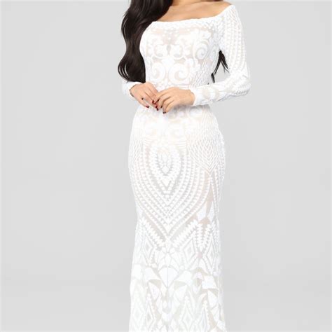 Make A Statement Sequin Gown Off White Gem