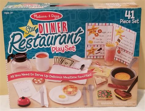 New Melissa And Doug Star Diner Restaurant Play Set Toy Diner Set 41 Pcs